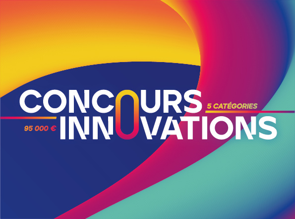 Affiche du concours innovation couleurs flashy et mouvement innovant